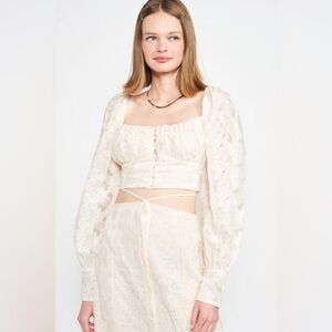 En Saison Agathe Embroidered floral blouse Natural